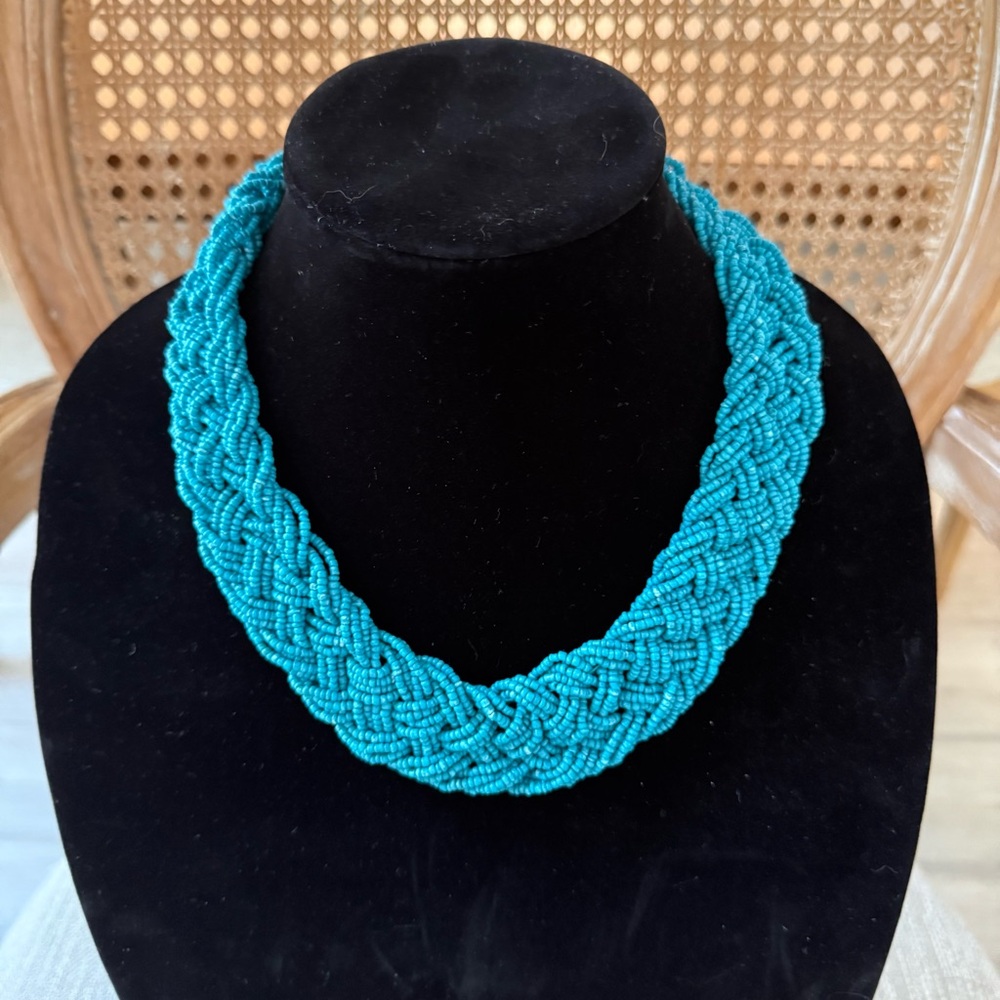 Elegant Turquoise Braided Necklace